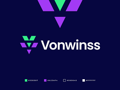 Vonwinss Logo betting brand identity branding community connection creative dynamic logo gennady savinov logo design geometric logo design sports branding sports logo symmetric v letter logo v logo w letter logo w logo