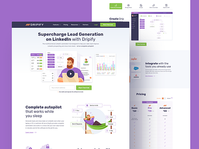 Dripify - superchange lead generation on LinkedIn adobexd avis character collaborate dripify figma illustraion interface linkedin platform service statistics tilda ui uidesign ux web webdesign