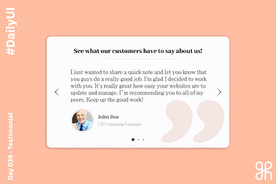 Daily UI Challenge day 39 - Testimonial dailyui dailyuichallenge