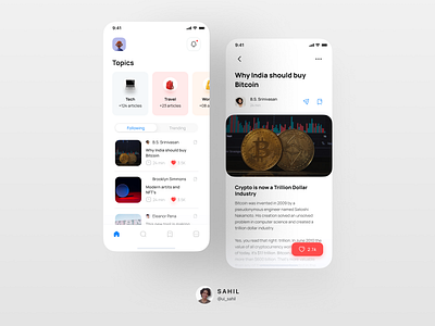 Blog app UI blog blog design blog post blogging branding crypto cryptocurrency design designinspiration minimal reading app typography ui ux