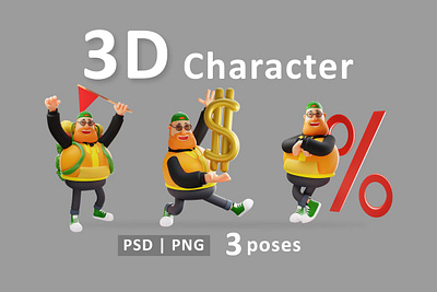 Man - 3D Render Fat Man Concept Illustration 3d 3d animation 3d art 3d character 3d illustration 3d render agency app concept conceptual flat illustration illustrations man page png poses psd vector web