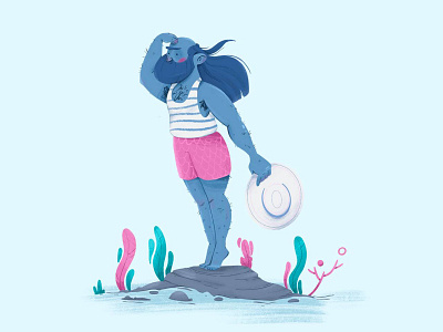 Sailor artwork beach cartoon characterdesign digitalart illustration illustration art mermaid ocean sailor sea