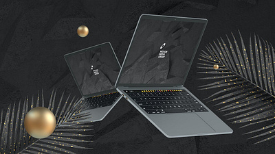 Black Laptop Mockups delightful device display glossy graceful laptop laptop mockup light mac macbook minimalist mockup presentation shiny theme ui ux web webpage website