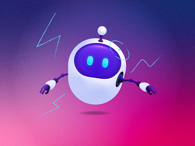 Noisy bot blue illustration noise noise shadow purple robot white