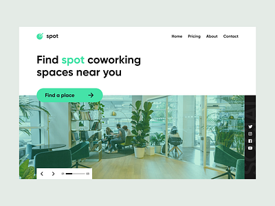spot coworking landing page app flat minimal ui ux web