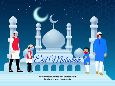 Eid-Ul-Fitr 2021 2021 color colour concept corona virus covid19 creative eid mubarak fid ul fitar identity illlustration illustration art illustrations illustrator minimal safety typography ui ux web