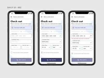 DAILY UI 002 - Credit card checkout axelle lanca checkout dailyui dailyuichallenge design interface ui uidesign uiux ux ux design webdesigner