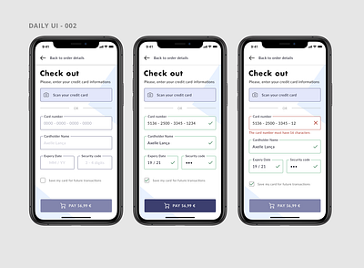 DAILY UI 002 - Credit card checkout axelle lanca checkout dailyui dailyuichallenge design interface ui uidesign uiux ux ux design webdesigner