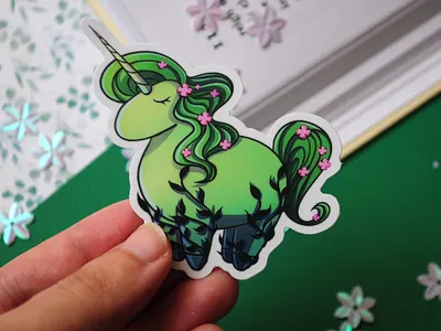 Flower Unicorn sticker art artist artwork character art chatacter digital 2d flower illustration magic merch design original art original character sticker sticker design unicorn