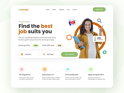 Job finder website landing page 2021 trend design find job finder landing landing page design landingpage minimal modern simplicity trending trendy ui ux ux design web website website concept