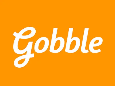 Gobble Typographic Logo Design blue brand brand design brand identity branding bright colors combany logo design gobble logo logo design logotype positive typo typography typography design visual identity white white letters yellow