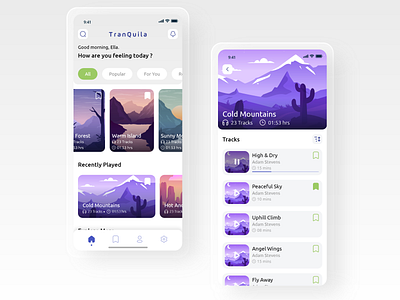 Tranquila - Meditation app app app design design illustration meditation app mobile app design ui ui ux ui design uiux