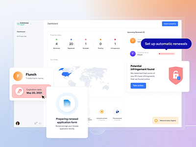 Brainbase Vault - Trademark protection app app app design clean dashboard design intellectual property licensing ui web