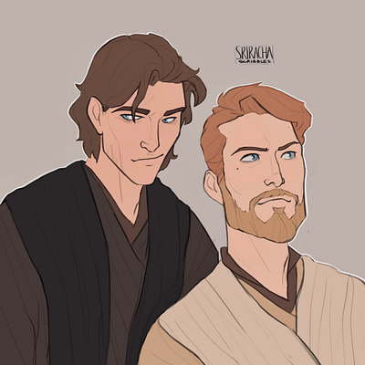 May the Fourth: Anakin and Obi Wan cartoons character design characters concept art design fanart fantasy illustration portrait