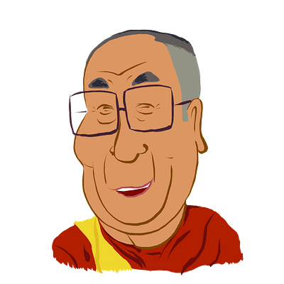 Dalai Llama cartoon illustration procreate