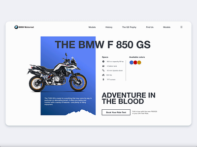 BMW Motorrad Web page shot interaction design prototype ui ux web