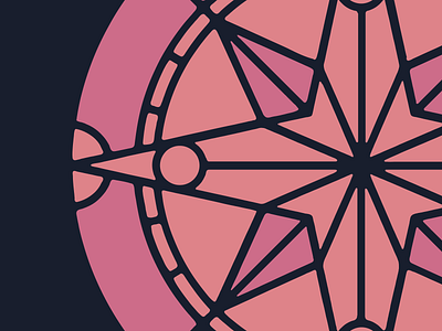 Compass Mark beautiful branding compass compass rose detailed direction edgy elegant geometric icon illustration intricate logo logo design pink point rose window stained glass symmetrical