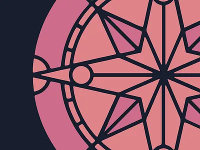 Compass Mark beautiful branding compass compass rose detailed direction edgy elegant geometric icon illustration intricate logo logo design pink point rose window stained glass symmetrical
