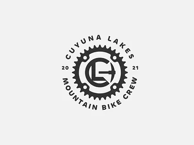 Cuyuna Lakes Mountain Bike Crew badge bike chainring lockup monogram mountain bike pick axe