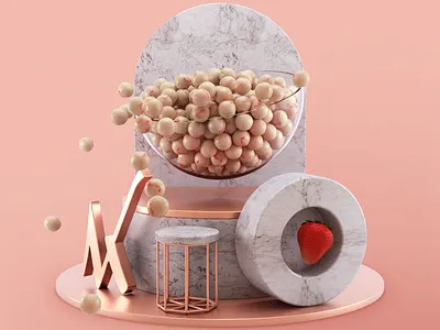 Strawberry White Chocolate 3d advertising design arnoldrender c4d cg cgart illustration