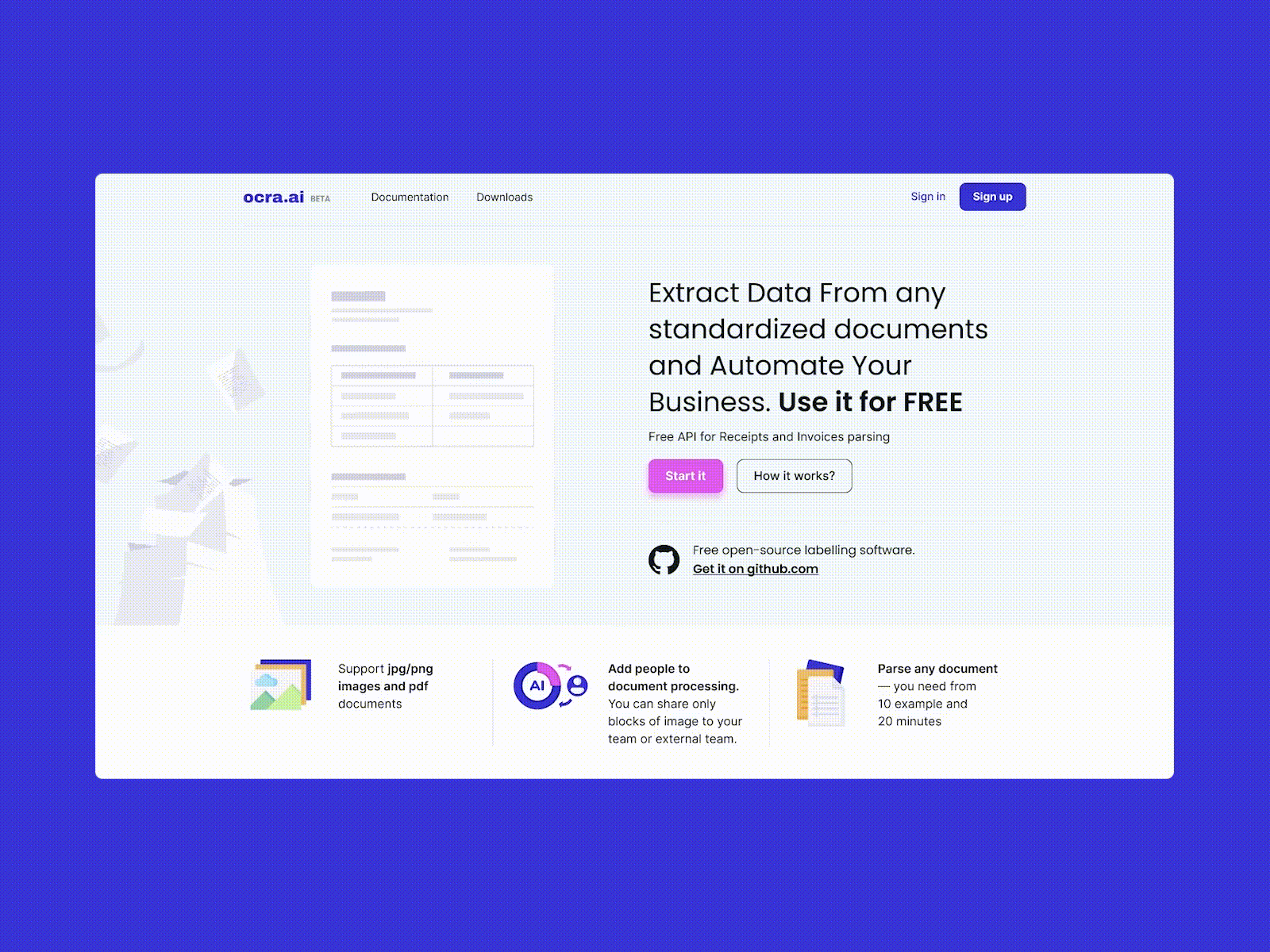 Ocra. Extract data from any documents animate avis collaborate data document extract figma interface ocra prototype script service tilda ui uidesign ux web webdesign