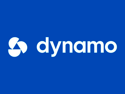 Dynamo Modern Branding Design blue background blue white bold typography brand identity branding branding design company logo design dynamo dynamo logo formal logo logo design logotype modern modern design semicircles typography visual identity white typography