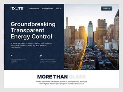 Nxlite – Transparent Energy Control Solutions Website automation building renovation design eco friendly energy energy solutions environment glass industry green building landing page light modern layout sustainability transparent energy ui ux wavespace web design