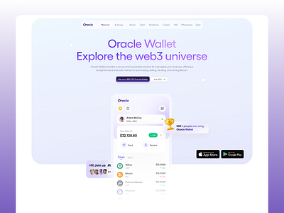 Oracle Wallet blockchain crypto wallet landing pages ui ui design ui trending web3 website design