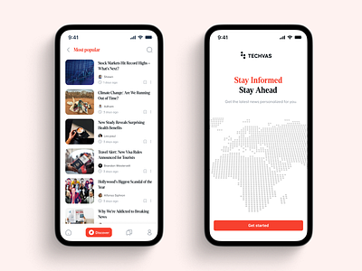 TECHVAS – Personalized News App UI latest news app ux