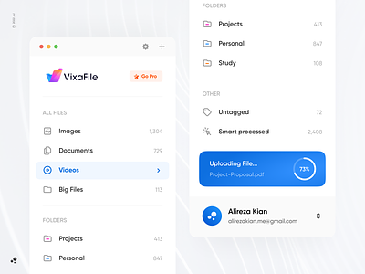 VixaFile Sidebar Design best dribbble shots branding dark design doc documents download file file management file upload file uploader management menu sidebar ui ui design upload ux ux design visual design