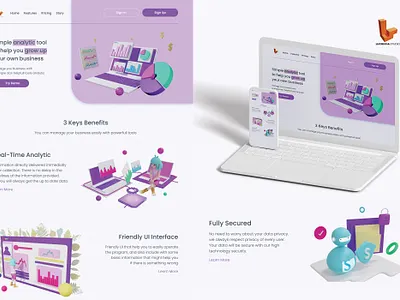 UI Analytic Tool Landing Page 3D 3d art 3d illustration creative design graphicdesign social media uiuxdesign uiuxdesigner web design