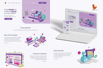 UI Analytic Tool Landing Page 3D 3d art 3d illustration creative design graphicdesign social media uiuxdesign uiuxdesigner web design