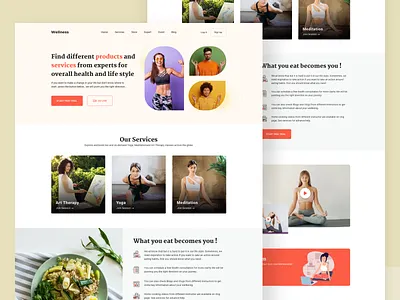 Landing Page for a Yoga & Meditation app design application classes exercise homepage landing page logo meditation video webdesign yoga