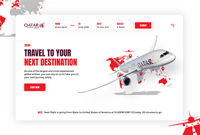 Qatar Airline airline airline system design flat design homepage design landing page logo mockup modern design ticket booking travel ui user experience user interface wireframe