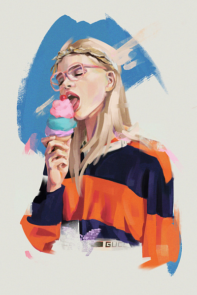 Gucci girl abstract character design colors digital art fashion fashion illustration glasses gucci hands ice cream illustration illustration art illustrator illustrator art irina nikolaeva portrait sunglasses