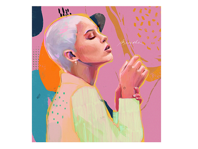 Breathe abstract artist logo character design colors drawing face illustration fashion fashion designer fashion illustration hands illustration illustration illustration art illustrator irina nikolaeva pink portrait woman illustration