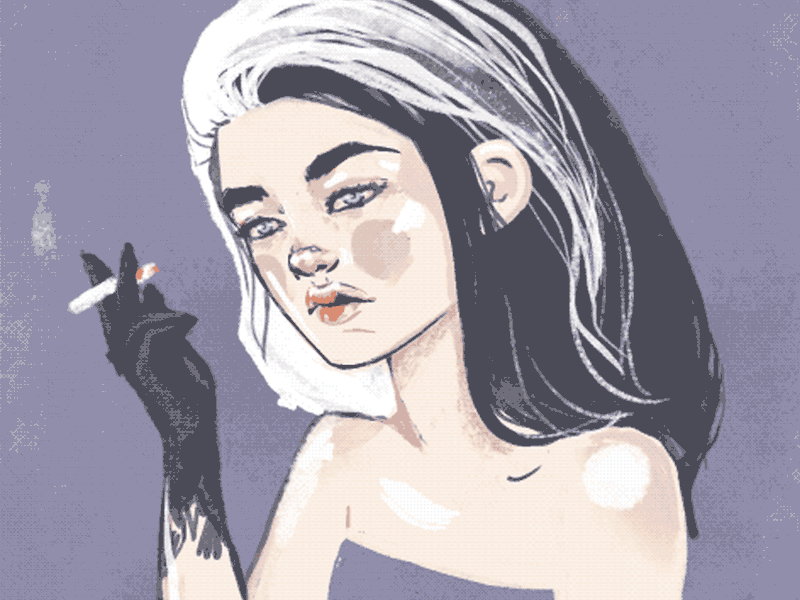 Smoking animation cell cellanimation character animation character design death design gif gif animation illustration lady procreate procreate app procreate art procreate brushes skull smoke smoking