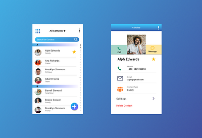 Contact contact contact details design gradient mobile ui number phonebook