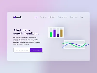Wurk Landing page exploration data design illustration landingpage minimal minimalism typography ui vector visual design web website website design