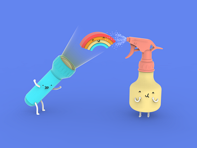 3D Doodle 3d 3d art 3d modeling adorable color cute design doodle doodleart enjoyable face flashlight ilovedoodle kawai light maya rainbow render soft spray