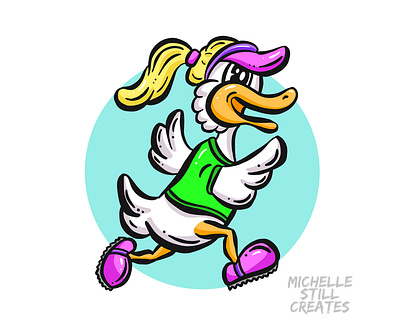 Quackers - Cartoon Duck Mascot bird cartoon duck duckling exercise illustration mascot quack quackers running