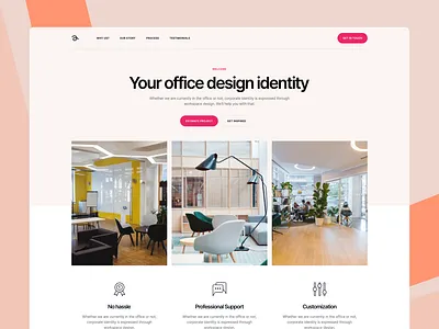 Office Interior Design Company - Landing Page design furniture interior landing landing page light minimal office office design office space pink ui uiux web website