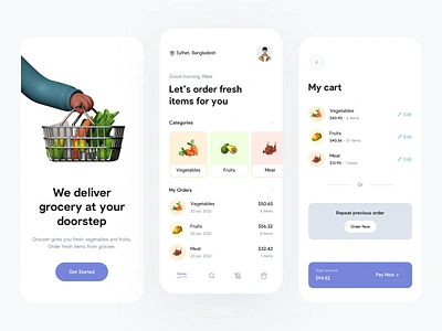 Grocery Shop UI app design clean ui food app ui food delivery grocery grocery delivery grocery store interface minimal design mobile app design mobile app ui mobile design supermarket ui ui design vegetable