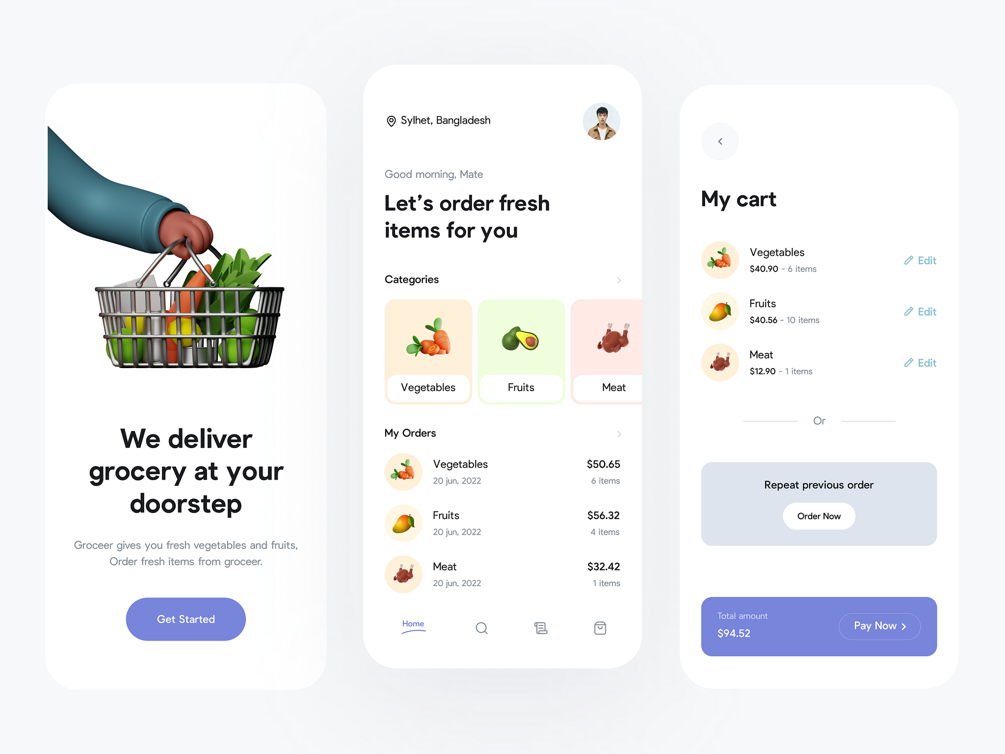 Grocery Shop UI by Raju Husen for Piqo Design on Dribbble