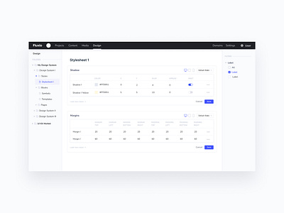 Design Library of Fluxio brand clean design no code product design ui ux