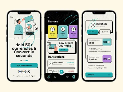 Finey - Finance Management App app ui bitcoin blockchain crypto crypto app different design mobile app mobile wallet private key token transaction wallet web3