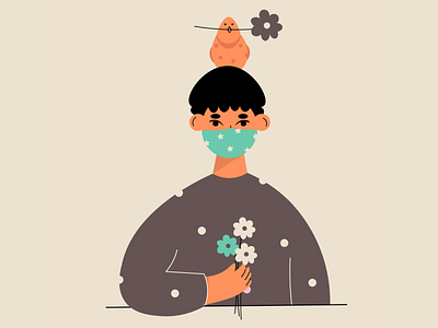 🌼🐦 2d 2d art 2d character adobe illustrator artist character design flat flat illustration flatdesign illustration illustration art illustrator india indian illustrator minimal minimalism women in illustration