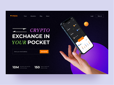 Pock — Crypto Exchange Platform clean coin crypto cryptocurrency dark exchange landing swap token trade trend ui ui ux ux web