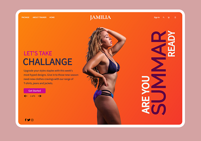 Jamila - Fitness Trainer Landing Page Header Concept app design ui web