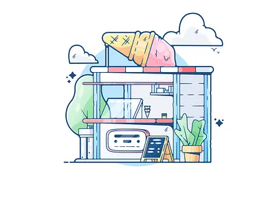 Ice Cream Shack adobe adobe illustrator artwork clean color creative designer dribbble flat flat design graphic design ice cream illustration minimal modern portfolio shot sweet vector art